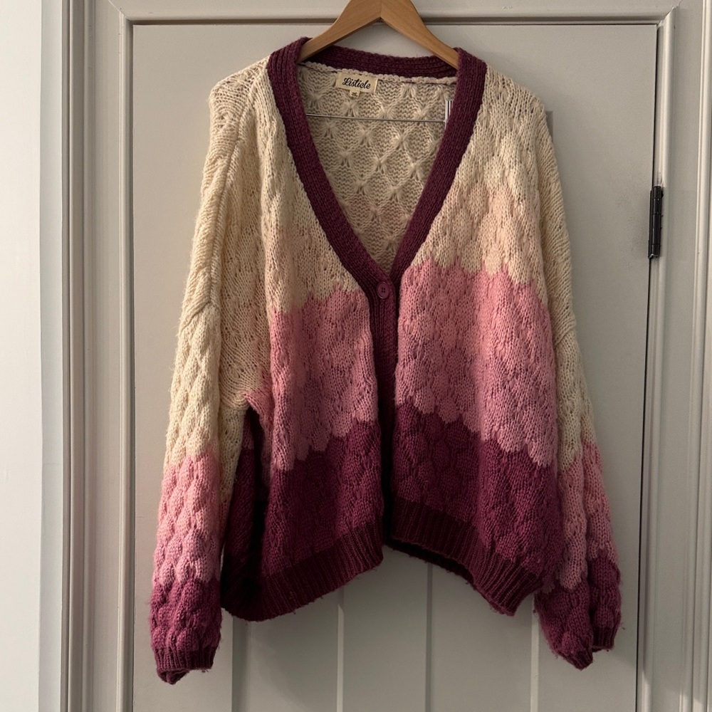 Listicle Women's Ombre Cardigan in Cream and Purple